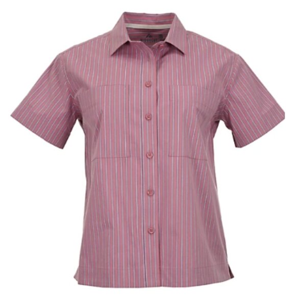 Ridgecut Toughwear Women’s Pink Striped Short-Sleeve Camp Shirt-SMALL - Picture 1 of 9